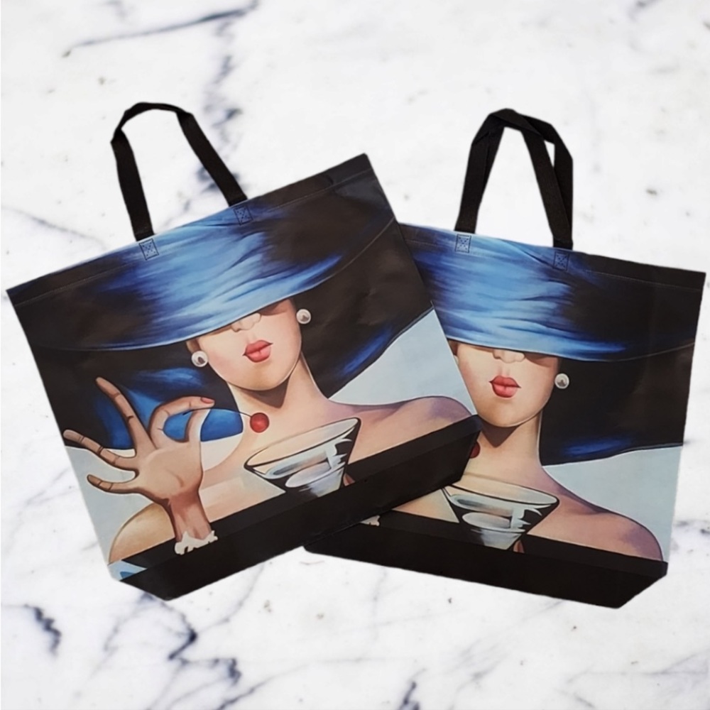 💙🖤🍒CHERRY GIRL QUILTED REUSABLE TOTE